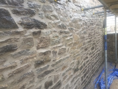Purbeck stone wall repointing, Swanage