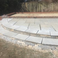Finished walling and hard landscaping in Haselmere