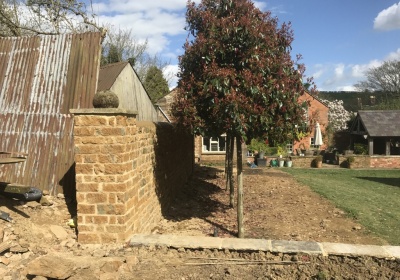 Ironstone wall in Priors Marston, Warwickshire