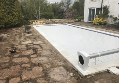 Dry Stone wall and Ornate Swimming Pool Patio in Claverdon, Warwickshire