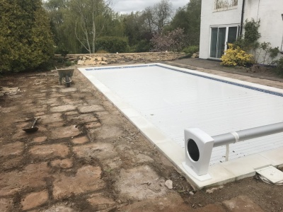 Dry Stone wall and Ornate Swimming Pool Patio in Claverdon, Warwickshire