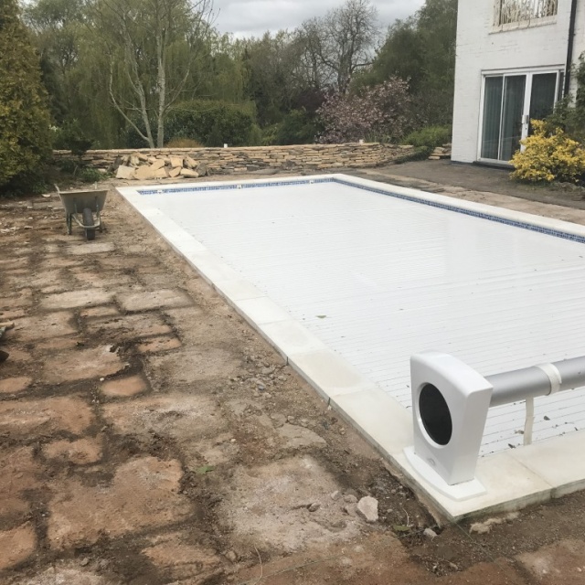 Dry Stone wall and Ornate Swimming Pool Patio in Claverdon, Warwickshire