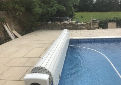 Dry Stone wall and Ornate Swimming Pool Patio in Claverdon, Warwickshire