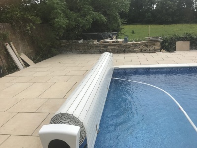 Dry Stone wall and Ornate Swimming Pool Patio in Claverdon, Warwickshire