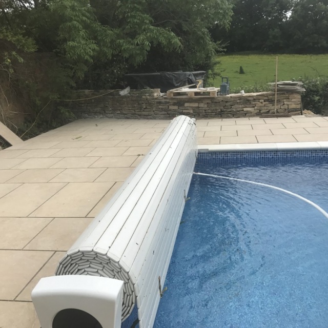 Dry Stone wall and Ornate Swimming Pool Patio in Claverdon, Warwickshire